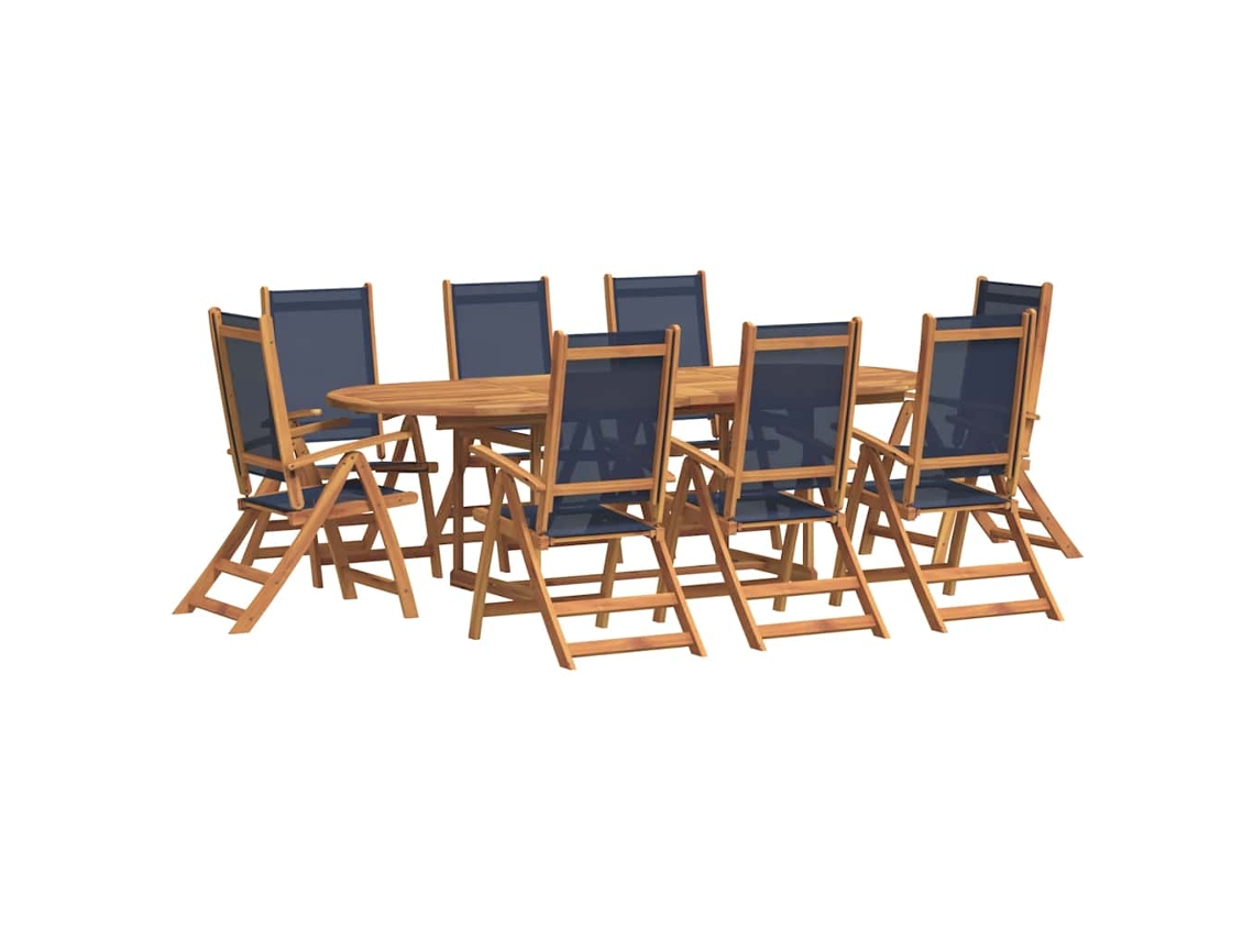 Maison Exclusive - 9 Pcs Conjunto De Jantar Para Jardim Acácia Maciça E Textilene