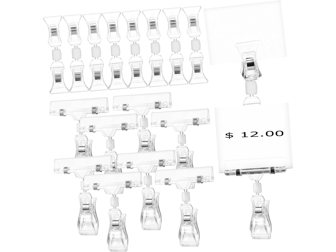Conjunto De 40-clips Giratórios Transparentes Angooil Sinalização, Suporte Dupla Face, Fixação Forte Lojas E