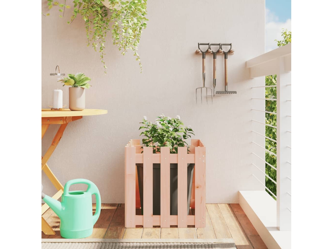 Vidaxl Vaso Jardim C/ Design Cerca 50x50x50 Cm Madeira Douglas Maciça