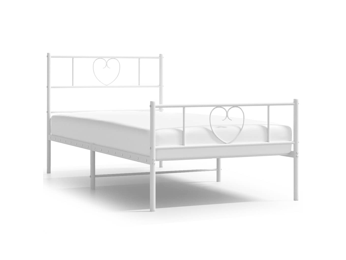 Bed Frame, Bed Frames Vidaxl Branco Aço (100 X 190 Cm)