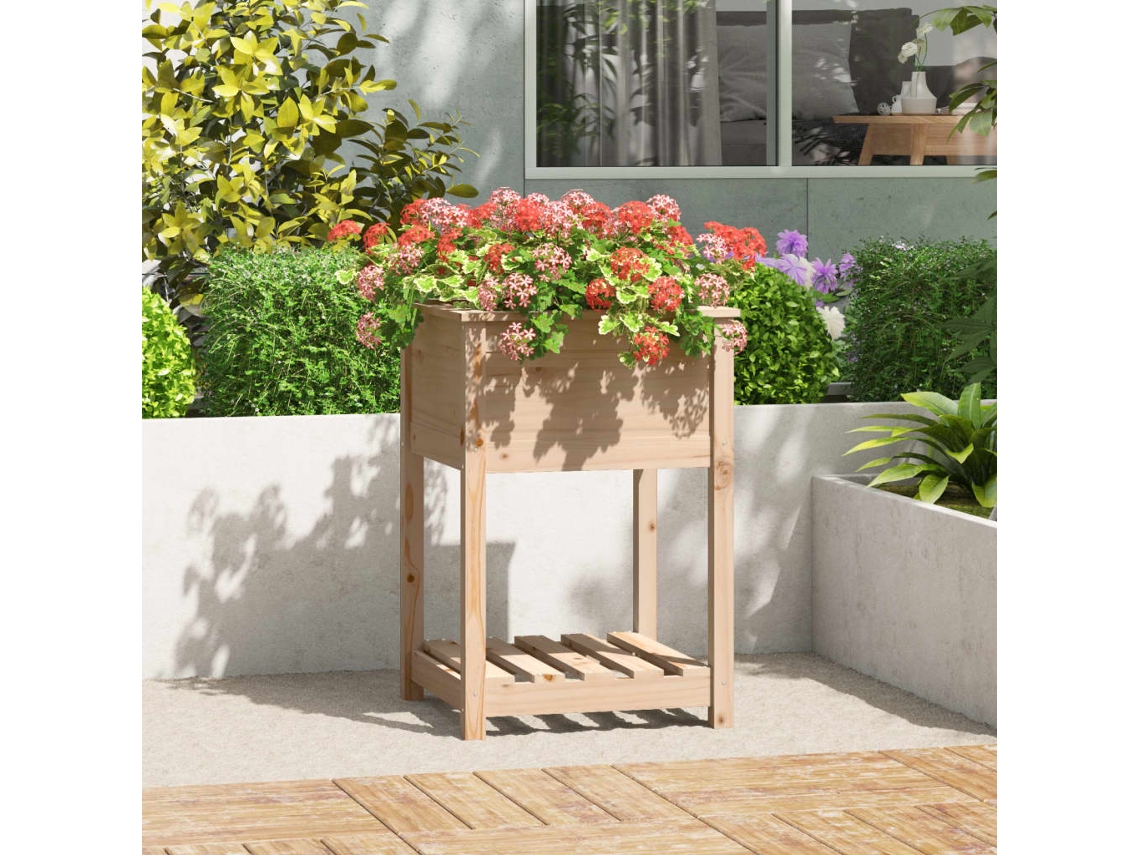Vidaxl Vaso/floreira Com Prateleira 54x54x81 Cm Pinho Maciço