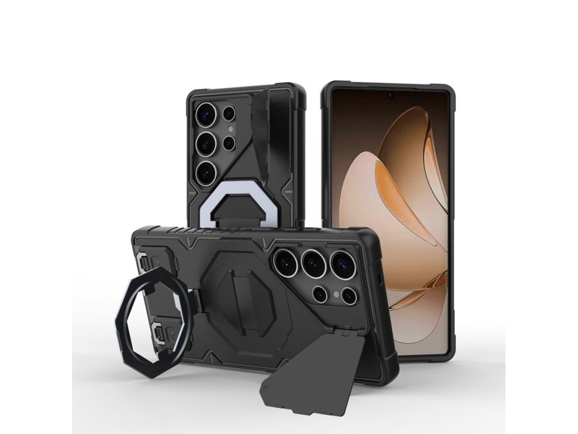 Capa De Telemóvel Zruxe Compativel Com Samsung Galaxy S25 Ultra 5g (magsafe - Suporte - Alça - Preta)