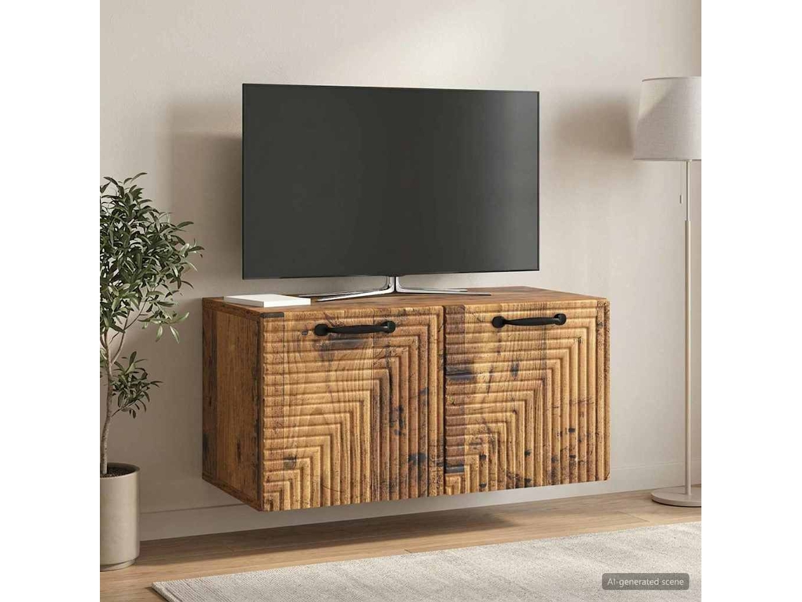 Vidaxl Gabinete De Tv De Parede Madeira Antiga 59,5 X 31 X 30 Cm