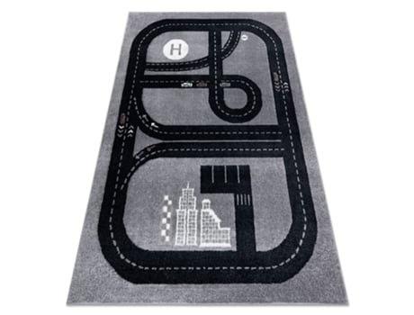 Tapete Fun Track Para Crianças, Rua, Cidade Cinzento (80 x 150 cm)