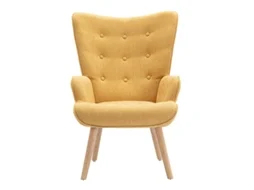 Poltrona Clássica Vately VENTE-UNIQUE.PT (Amarelo - Tecido e Veludo - 69x78x95.5 cm)