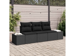 Vidaxl Conjunto De Sofás 3 Unid. Preto Vime Pe