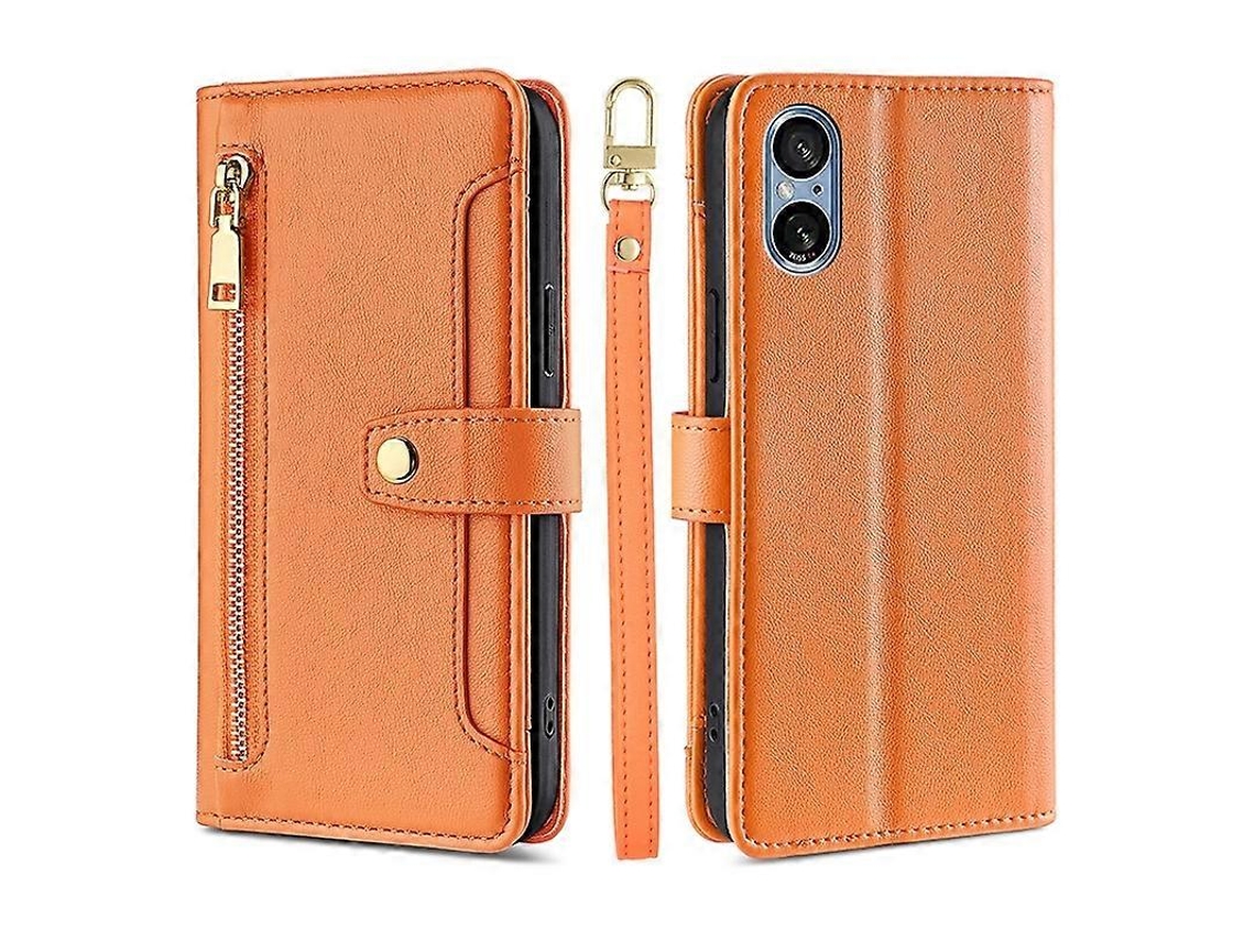 Capa De Celular De Couro Com Zíper E Textura De Ovelha Lite