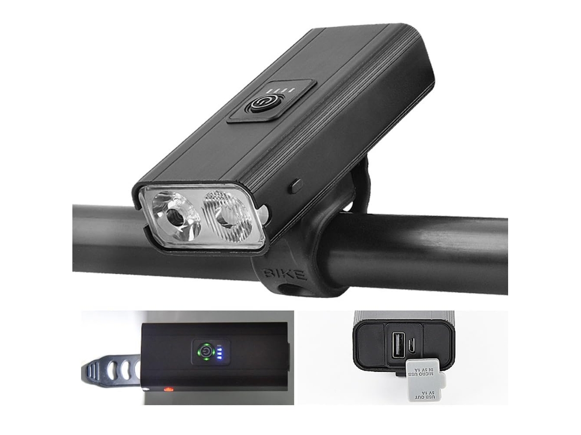 Farol De Bicicleta - Led, Carregamento Usb, 6 Modos (preto)