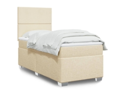 Vidaxl Cama Com Molas/colchão 100x200 Cm Tecido Cor Creme