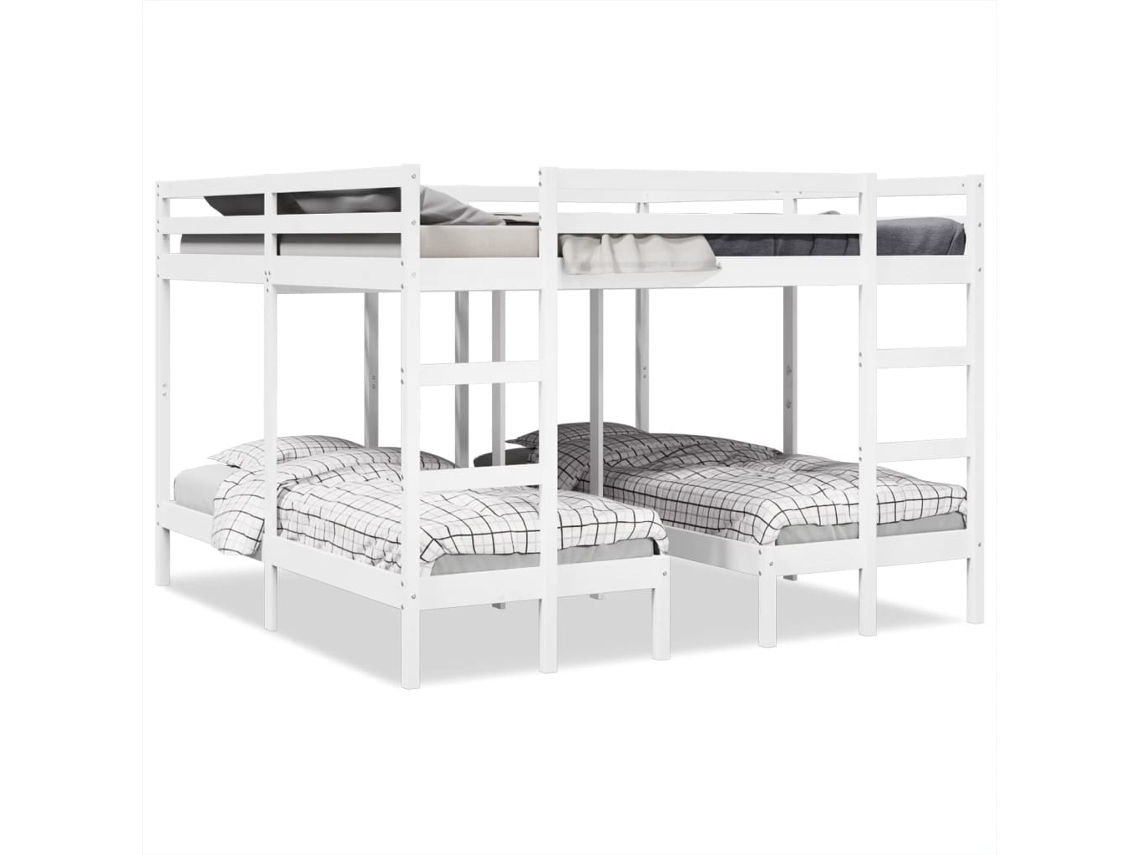 Beliche Triplo 200x200/80x200 Cm Madeira De Pinho Maciça Branco