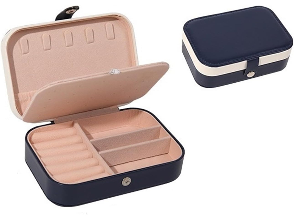 Caixa de Joias Modelo 2671 Organizador de Joias, Caixa de Armazenamento para Pulseira, Colar, Anel, Caixa, Dupla Camada, Caixa de Joias Feminina (azul)