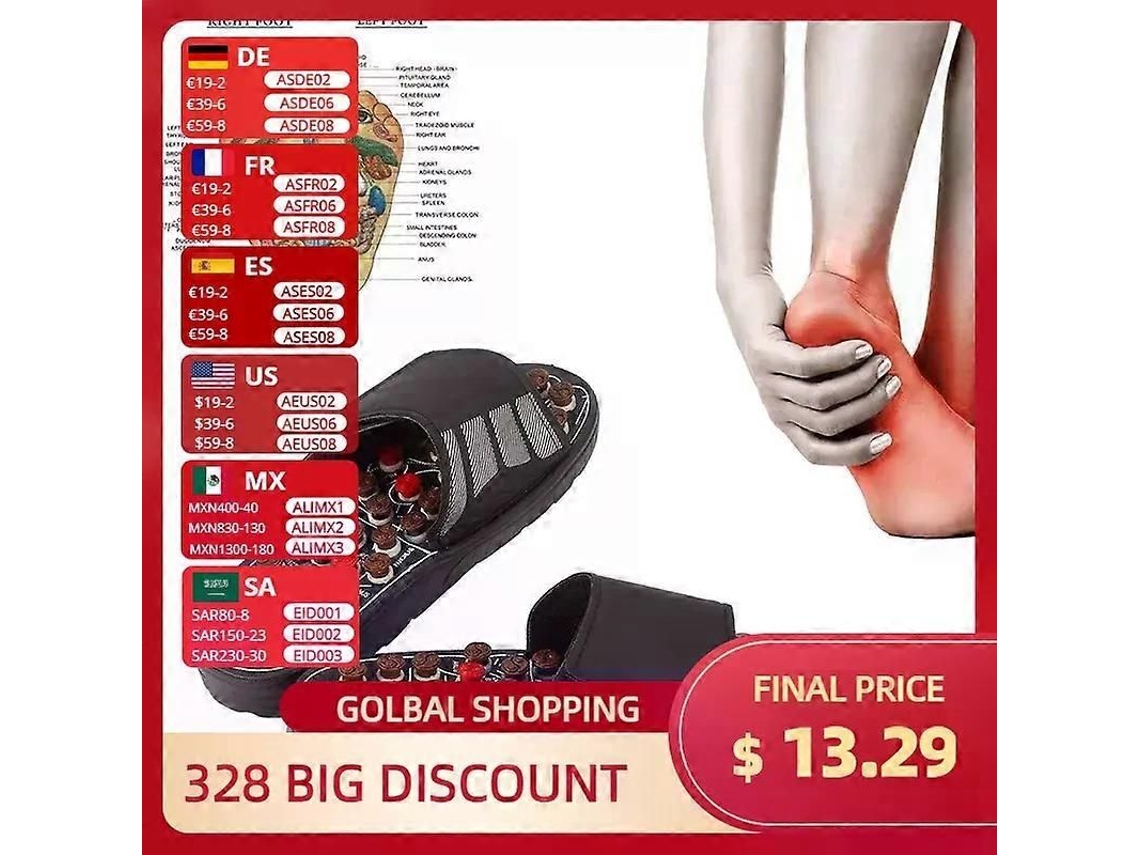 Chinelo Massageador Para Os Pés Com Acupuntura, Terapêutico Ativação De Pontos Acupuntura E Ref Lexologia Cuidados