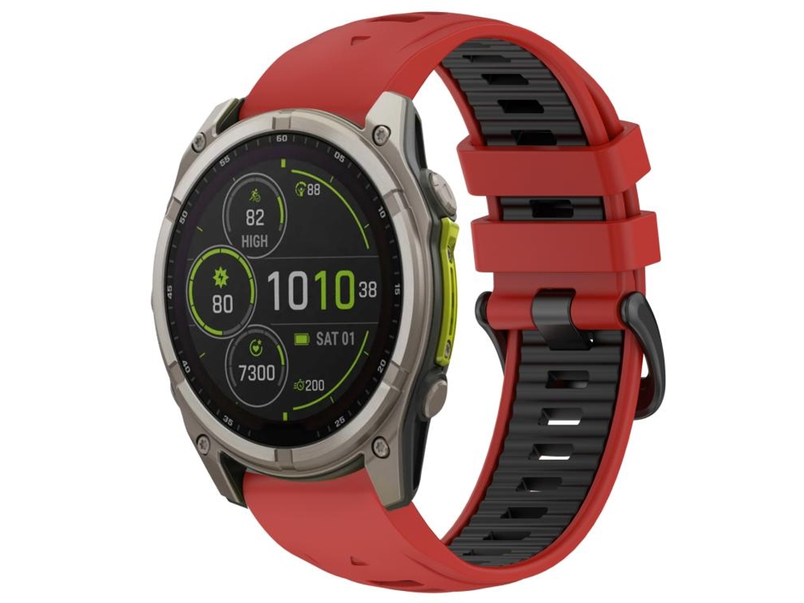 Bracelete para Garmin Silicone com liberação rápida, fivela de aço, vermelho e preto XIAOMOYU (22mm)