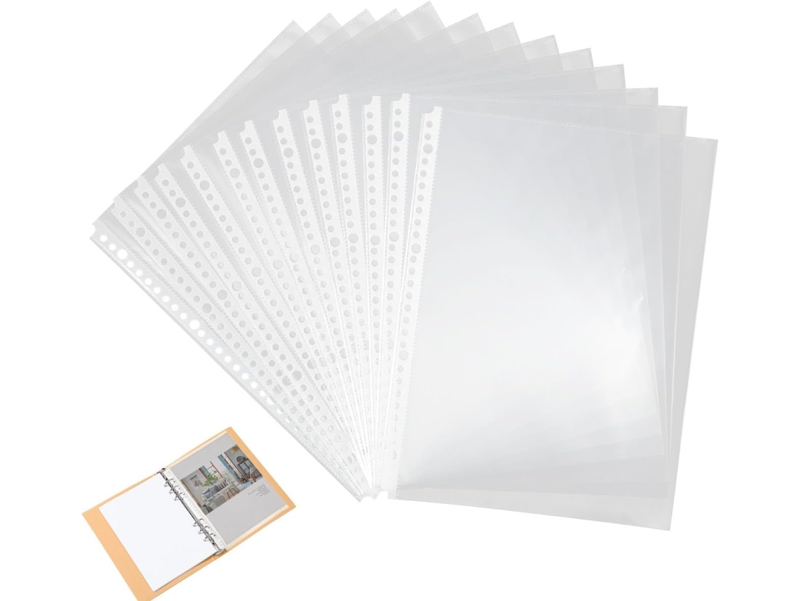 Capas Protetoras Transparentes De Plástico Toddmomy, 30 Furos, Pacote Com 100 Unidades, Pastas A4, Design