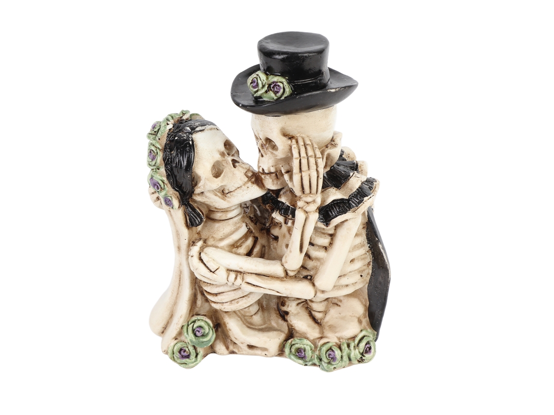 Decoração de Caveira Cartoon Simulada Estátua Engraçada para Festa Casa Assombrada Halloween