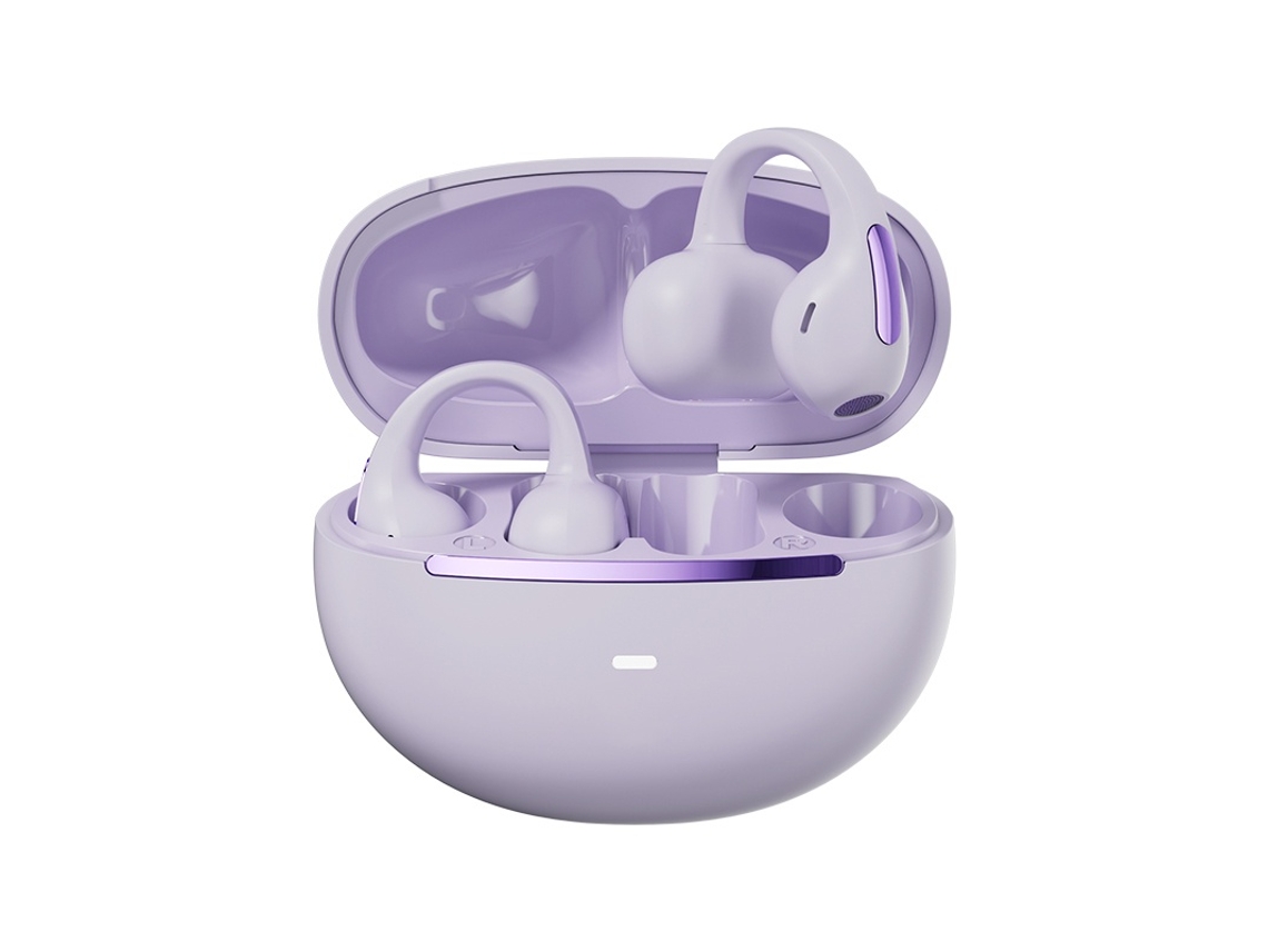 Fones De Ouvido Bluetooth 5.4 Com Clipe De Orelha, Som Estéreo Panorâmico, Ajuste Seguro, Bateria De Longa Duração (roxo)