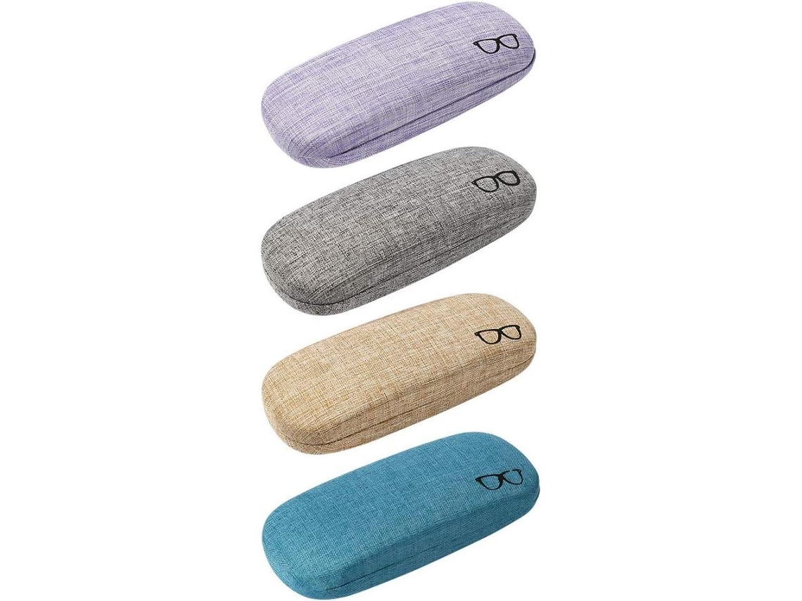 Conjunto de 4 Estojos Rígidos para Óculos, Grande de Linho, Protetor Simples AQUAFORGE