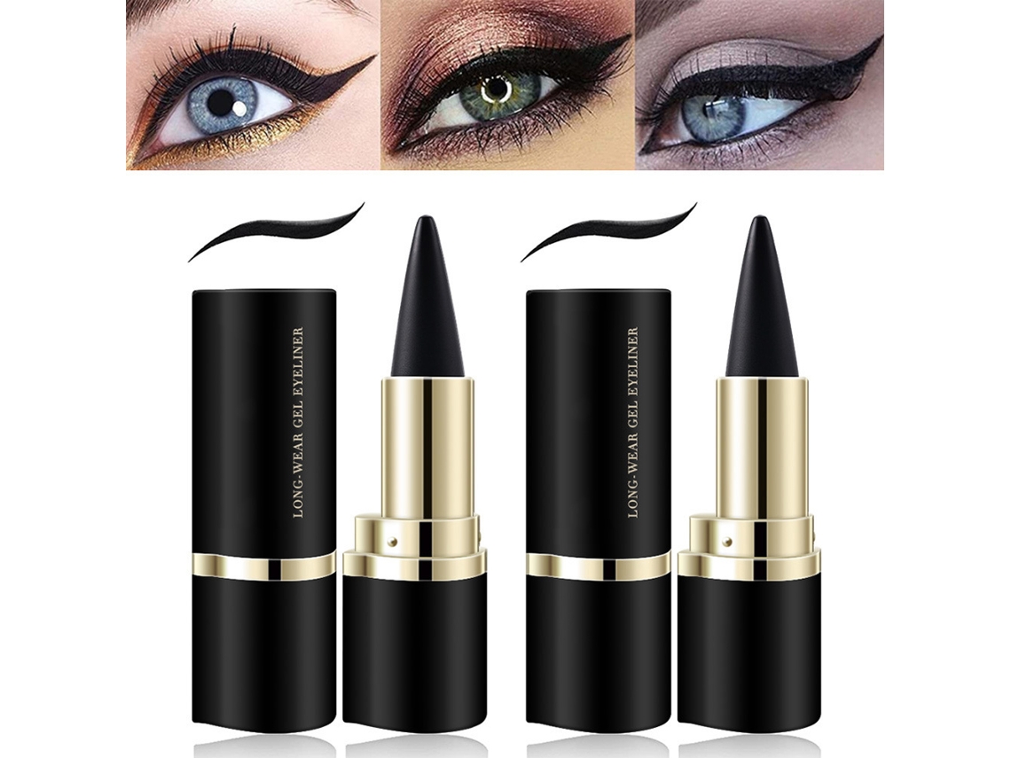 2 Pçs Lápis De Eyeliner Em Gel Preto - Textura Suave, Cor Intensa, À Prova De Água, Para Maquiagem Feminina