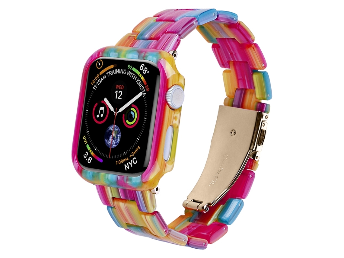 Bracelete de Smartwatch para Apple Watch Series 9 / 8 / 7 41mm Kit de capa de pulseira de resina impressa para peça (roxo)