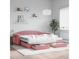 Vidaxl Sofá-cama Com Gavetão E Gavetas 100x200 Cm Veludo Rosa