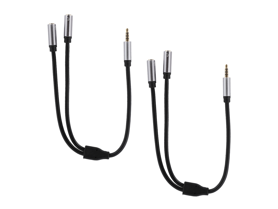 Cabo De Áudio (conversão 1 Para 2, Conector 3.5mm 4pin)
