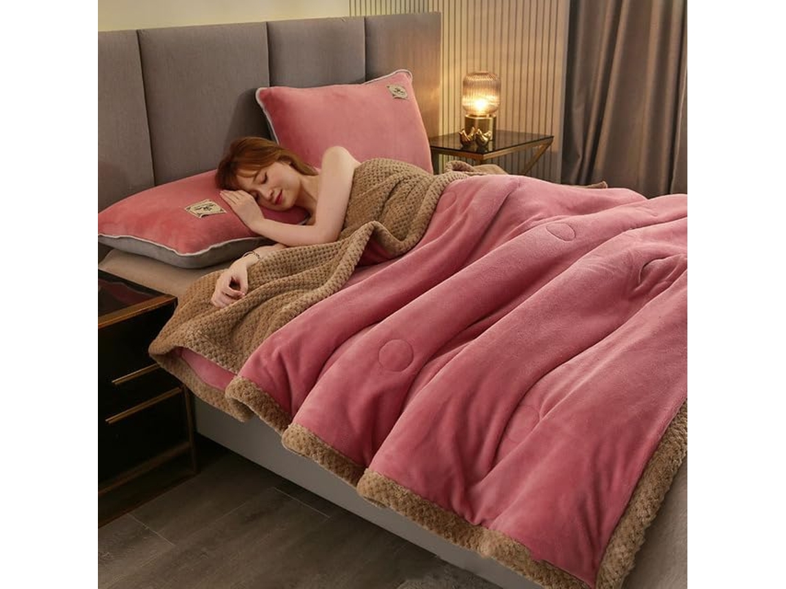 Cobertores de Flanela Lã Quentinhos para Cama Cobertor Grosso Três Camadas Dormir Macio e com Peso Outono Inve
