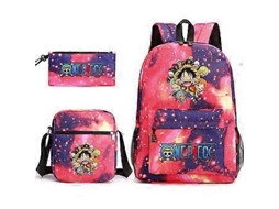 Conjunto De 3 Peças Mochila Escolar One Piece, Estojo, Bolsa Ombro _57 Aquaforge
