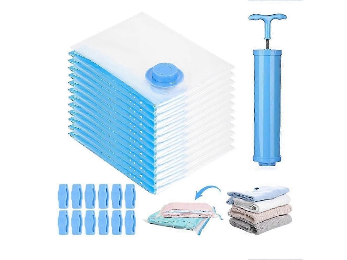 Sacos A Vácuo Para Roupas, Pacote Com 12 Unidades, Viagem 30x40 Cm, D E Armazenamento Reutilizáveis ​​com Bomba.