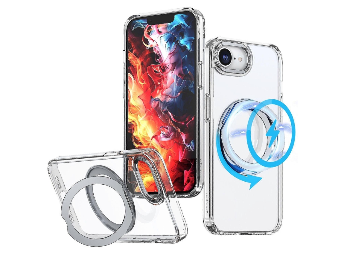 Capa Para Iphone 16e Compatível Com Magsafe Tpu Acrílico Kickstand - Transparente