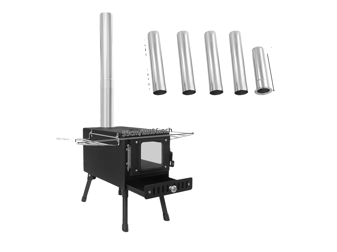 Fogão A Lenha, Design Compacto, Aquecimento Eficiente, Preto