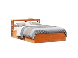 Vidaxl Estrutura Cama C/ Cabeceira 160x200cm Pinho Maciço Castanho-mel