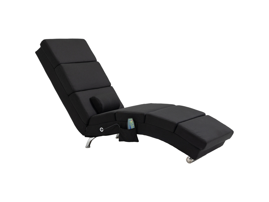 Poltrona Relax De Massagem Em Tecido Efeito Linho, Preto