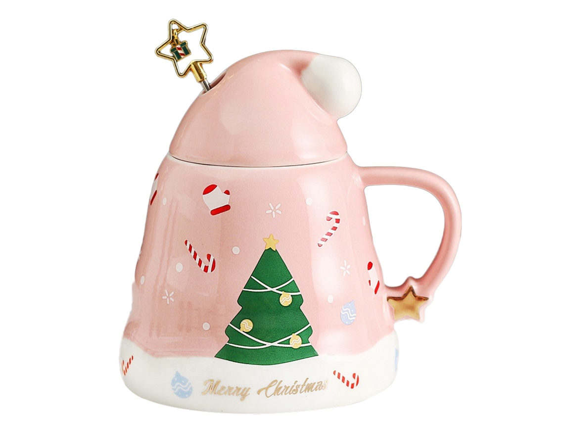 Tasse De Natal Laxiscreed Com Tampa E Pau De Mistura, Santa Claus, Capacidade Grande
