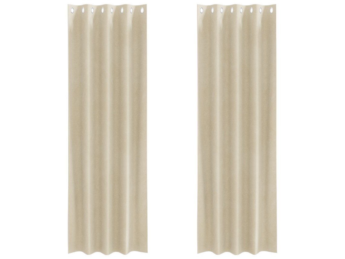 Conjunto 2 Cortinas Opacas Vidaxl Creme Veludo (140 X 245 Cm)