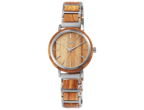 Relógio RAPTOR Mulher com Bracelete em Madeira e Aço Inoxidável