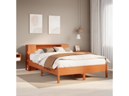 Vidaxl Cama Com Estante Sem Colchão 140x200 Cm Pinho Maciço