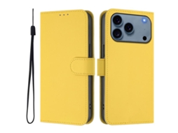 Capa De Couro Sintético Para Iphone 17 Pro Max - Toque Suave - Cor Sólida - Com Cordão