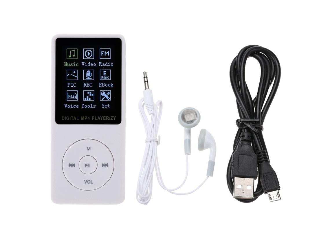 Reprodutor De Música Mp4 Portátil Com Tela Tft Colorida Hifi Leve Para Esportes Usb2.0 Branco
