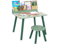 Mesa Infantil BTFORUS com cadeira e estante, para crianças +3 anos, sala de jogos, verde