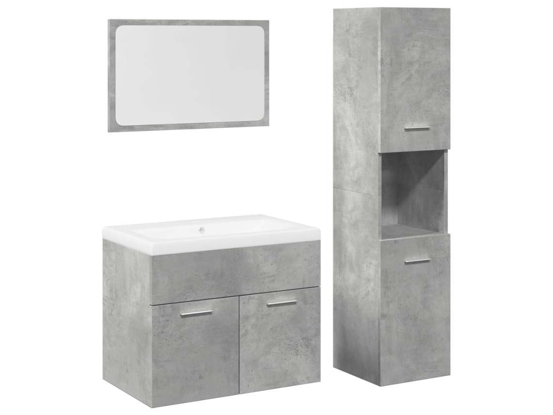 Maison Exclusive - 4 Pcs Conj. Móveis Casa Banho Derivados Madeira Cinza Cimento