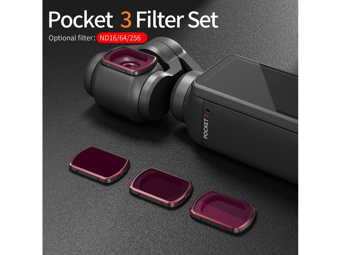 2026 conjunto de Filtros Nd para Dji Pocket 3: Nd16, Nd64, Nd256, Ultra Finos, 3 Filtros de Lente