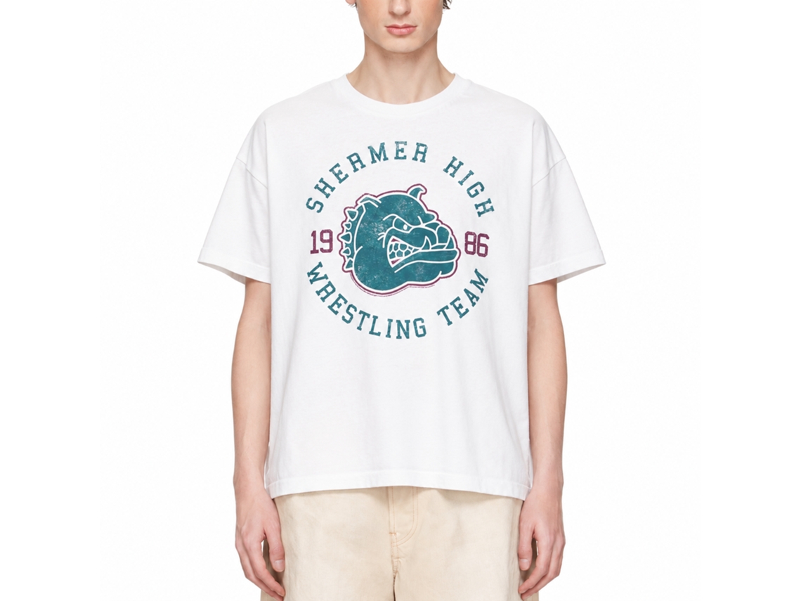 Rockinstone Breakfast Club Movie Shermer High Logo Vintage White Adult T-shirt Size:xxl