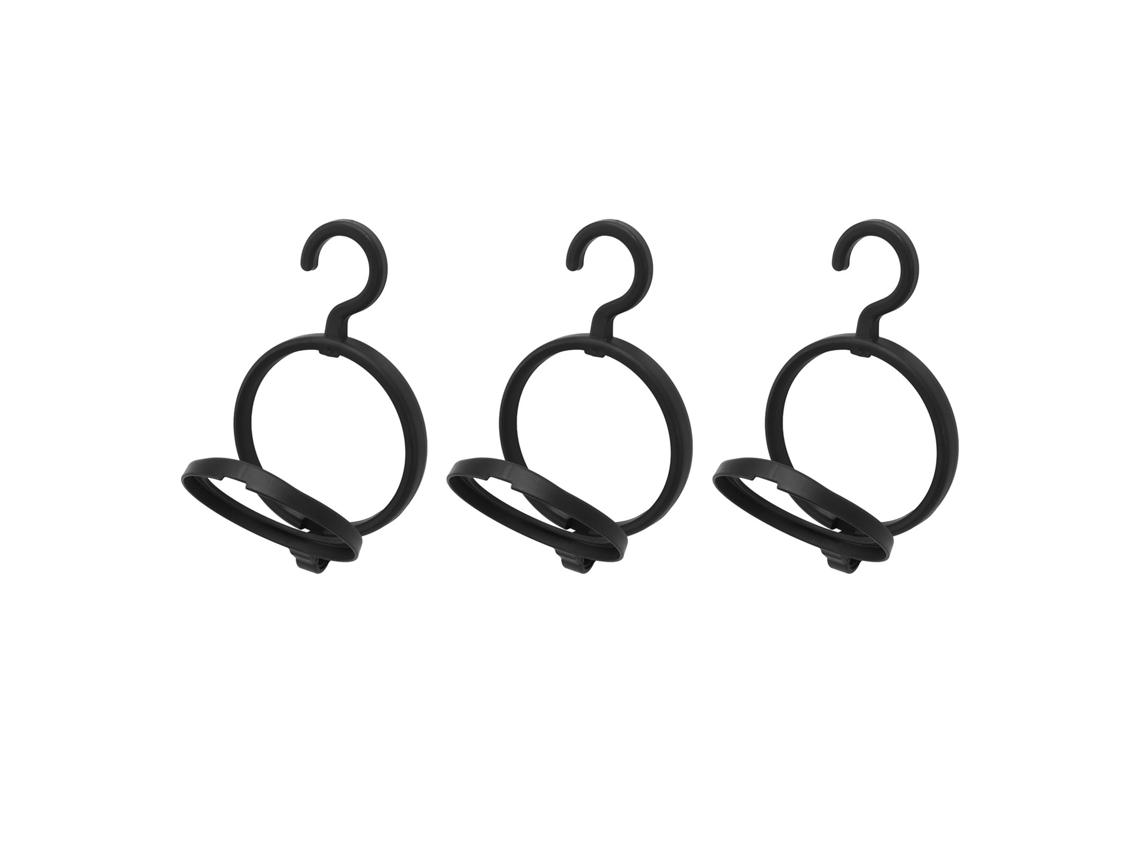 3pcs Suporte de Peruca Pendurado Plástico Portátil Economiza Espaço para Casa Viagem Preto
