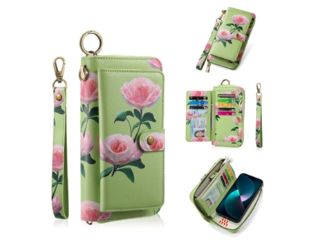 Capa Destacável Pega Para Iphone 15 Pro Max Pola Pele Sintética Anti-choque Verde