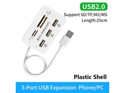 Leitor De Cartão Usb 3.0 Hub Com 3 Portas E Divisor Múltiplo Para Laptop Macbook Pro De Alta Velocidade Com Adaptador Usb 2.0 Ms/