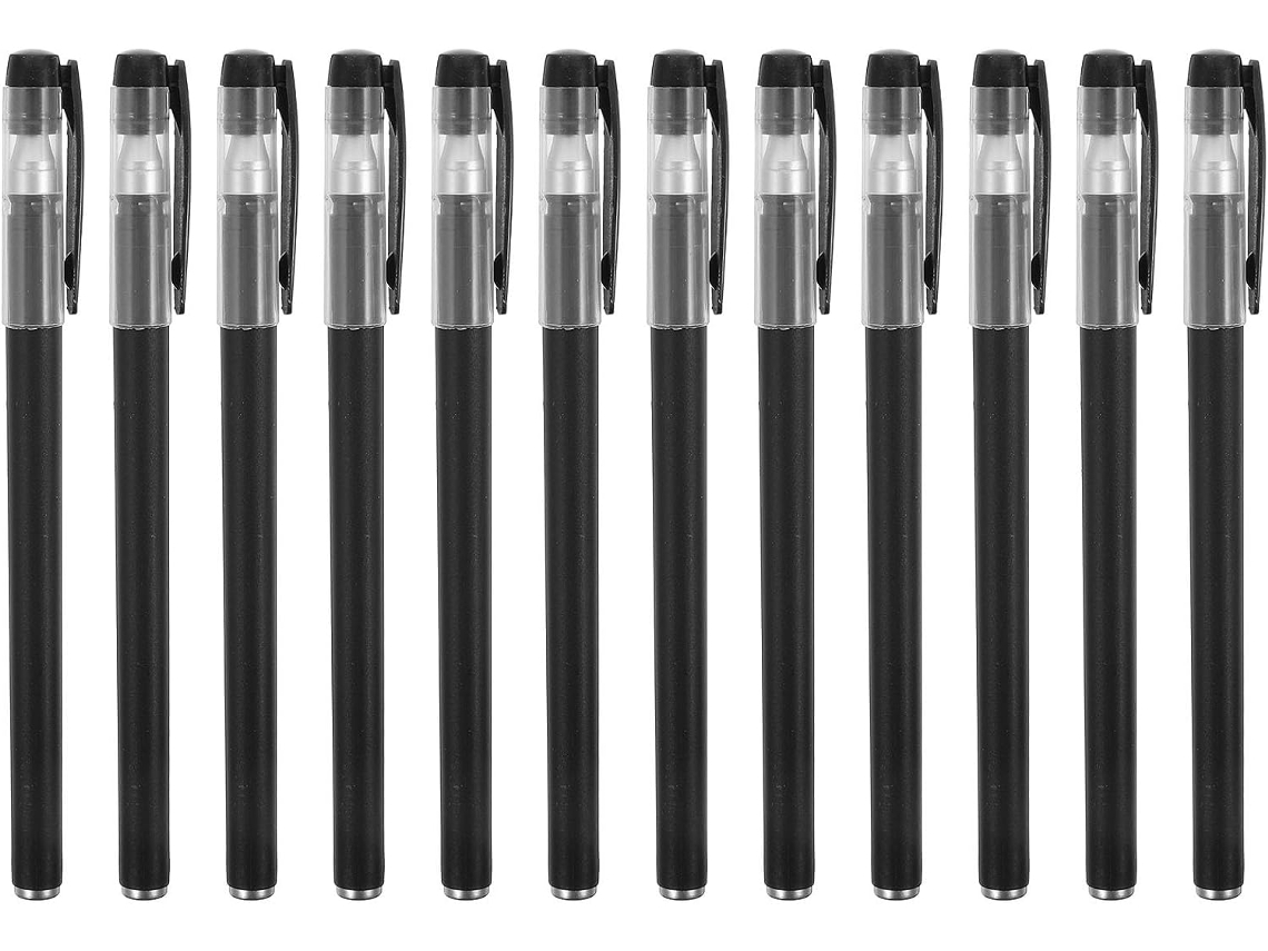Conjunto De 12 Canetas Em Gel Com Ponta Fina 0,5 Mm, Rollerball Pretas