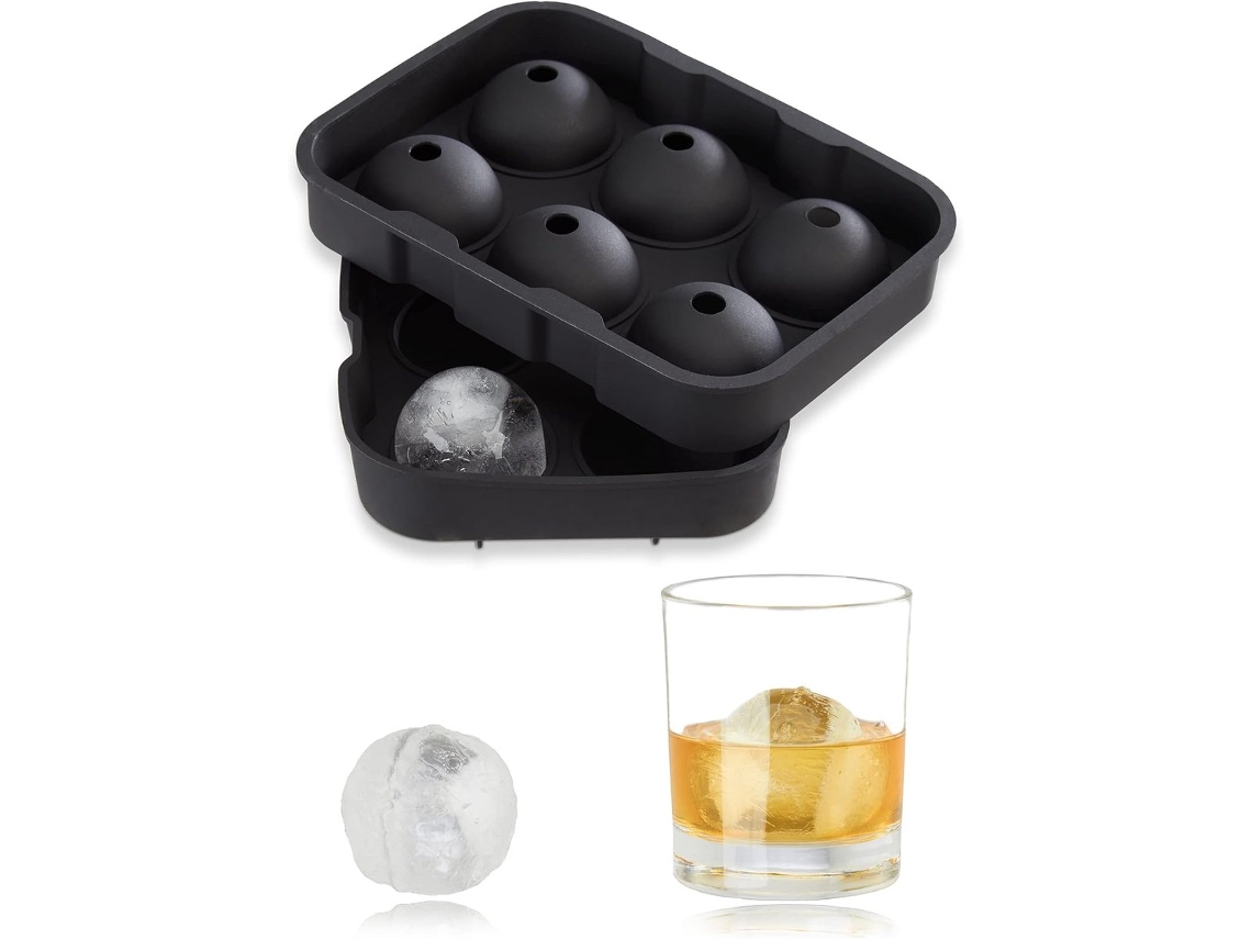 Conjunto De 6 Formas De Gelo Com Tampas, Forma De Silicone Para Cubos Gelo Redondos, Preta, 5 X 17, 5 X 12, 5 Cm