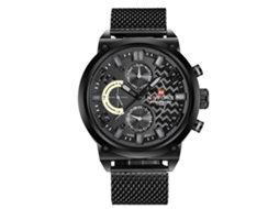 Reloj Hombre De Cuarzo Con Correa De Malla Calendario Impermeable Naviforce (blanco)