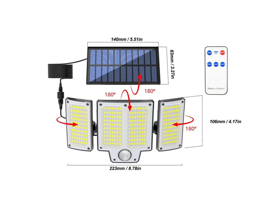 Laxiscreed Luz Solar Led De 400 Lumens Com Bateria De 2000mah Para Iluminação Exterior Eficiente