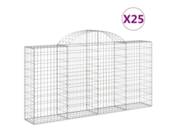 Gabion Basket, Gabion Baskets Vidaxl Prateado Ferro (200 X 30 X 100/120 Cm)